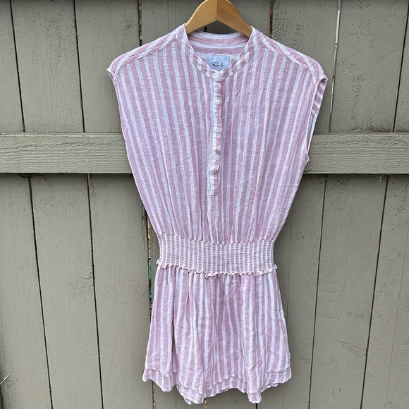 Rails Linen Blend Angelina Rose Striped Dress Coastal Summer Feminine Beach Sz S - Picture 1 of 7